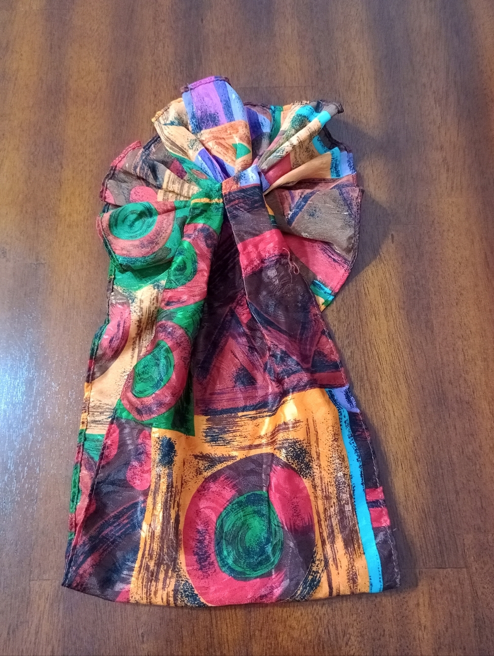 Colorful Abstract Print Velcro Scarf/Head Wrap - Multicolor